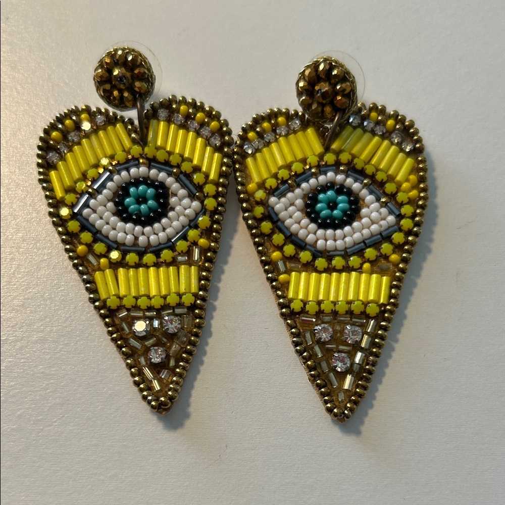 Beaded evil eye earrings